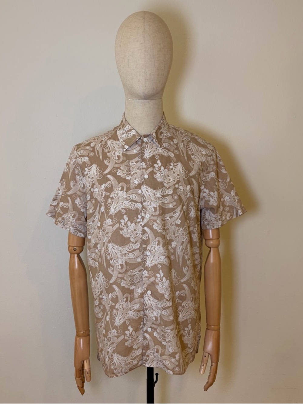 Treasure & Bond Men's M Floral Linen Blend Short Sleeve Shirt